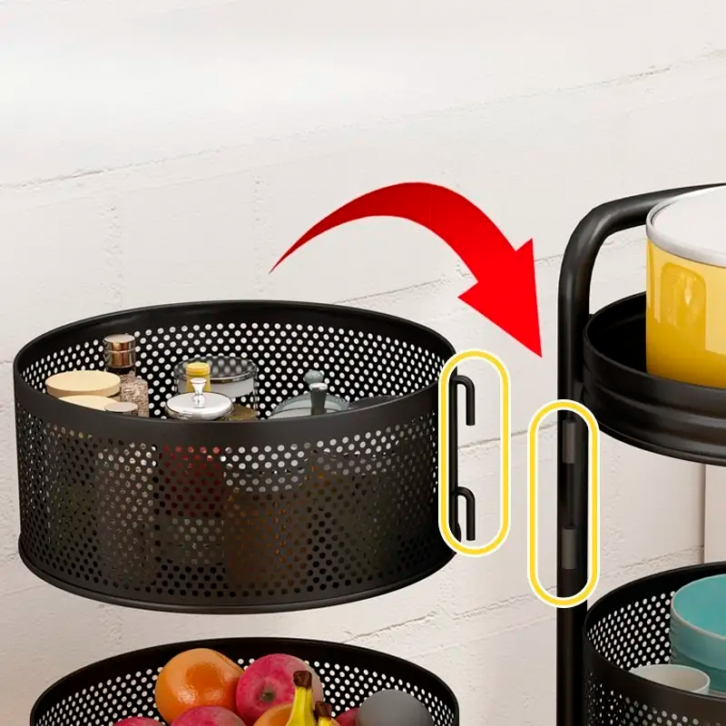 [Llevá 2 y Pagá 1] Frutera MetalRack de Acero Inoxidable Rotativa de 4/5 Niveles + REGALO: Kit de Potes Herméticos